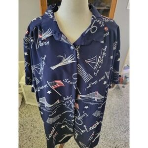 A Personal Touch 4X Patriotic Print USA American Flag Button Up Shirt